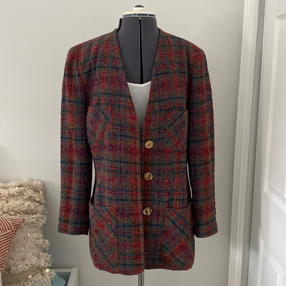 Vintage Billevesee Paris plaid blazer